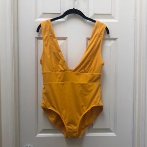 Andie Swim One-Piece Bathing Suit in Mustard